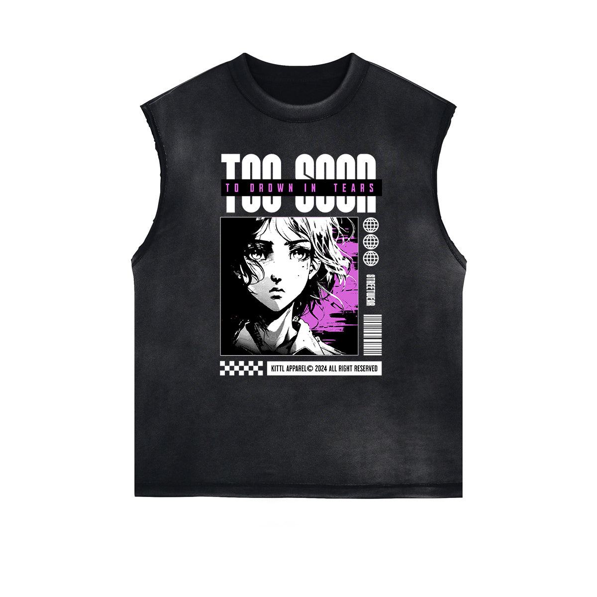 Sleeveless Y2K Anime Streetwear Graphic Tee