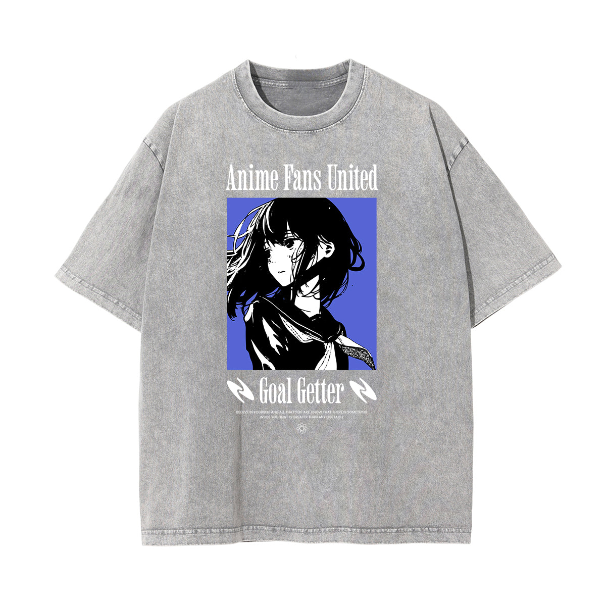 Gray Y2K Anime Streetwear Graphic Tee