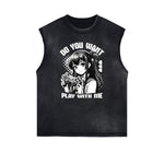 Sleeveless Y2K Anime Streetwear Graphic Tee