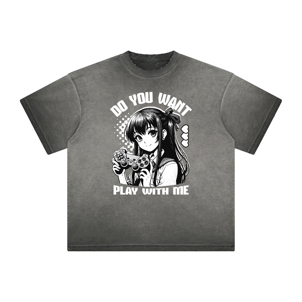 Distressed Y2K Anime Streetwear Pattern Tee