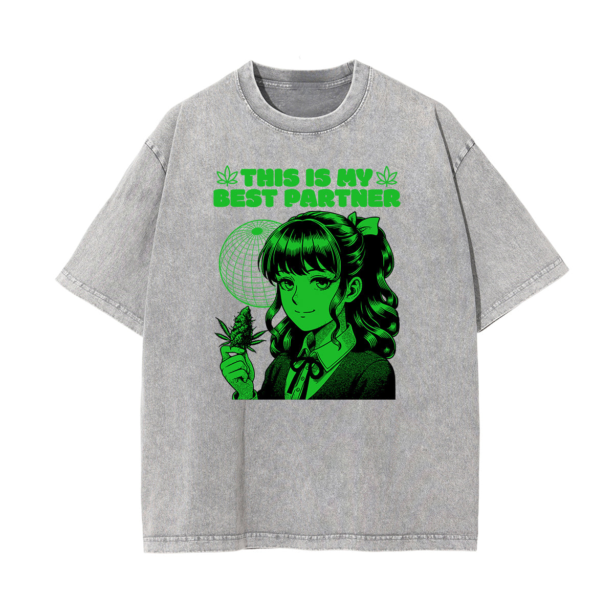 Gray Y2K Anime Streetwear Graphic Tee