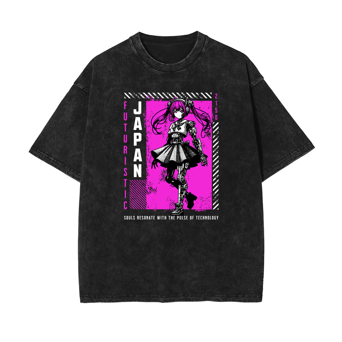 Black Y2K Anime Streetwear Graphic Tee