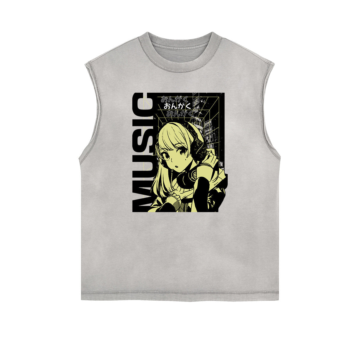 Sleeveless Manga Style Graphic Tee