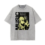 Washed Faded Anime Character Print Tee