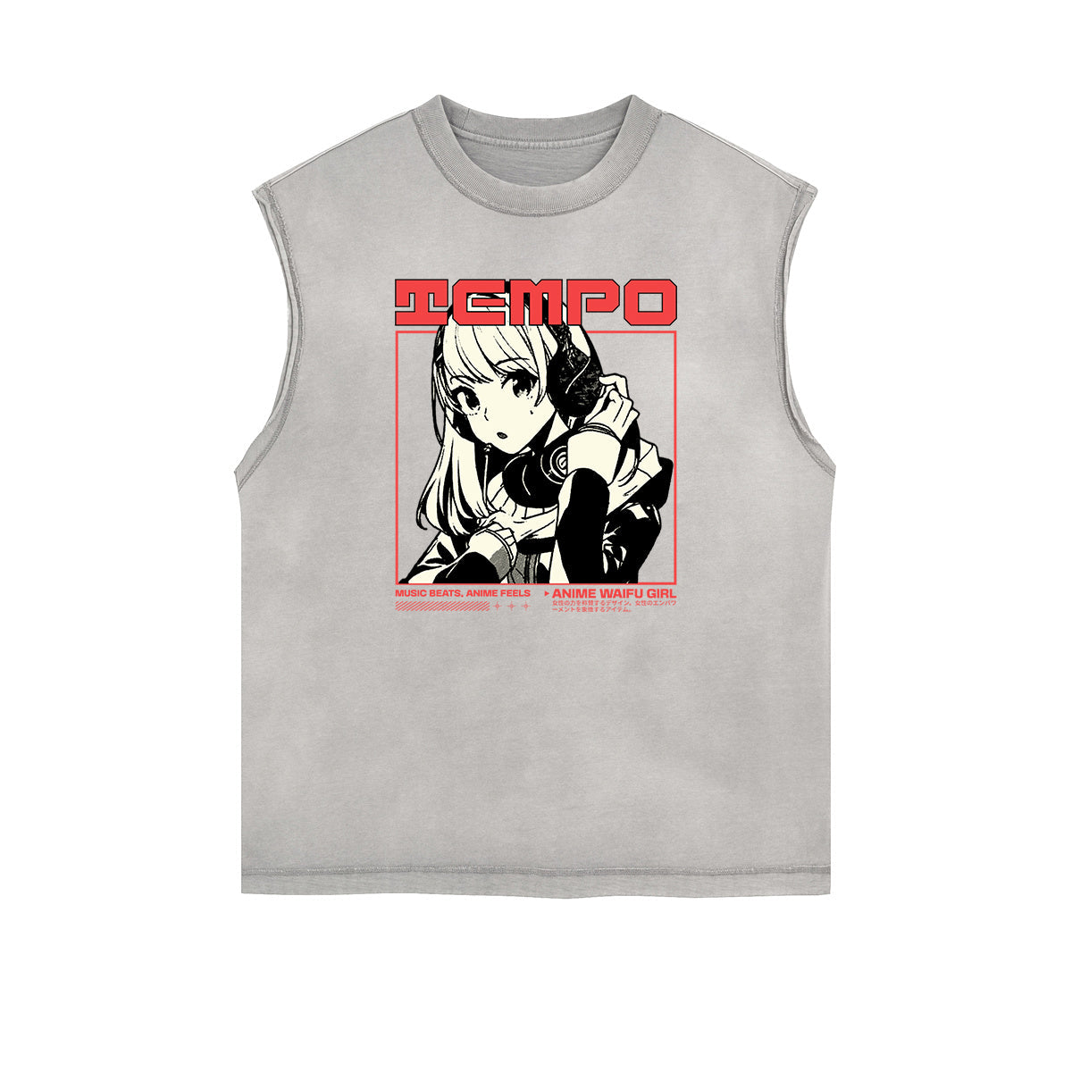 Sleeveless Manga Style Graphic Tee