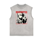 Sleeveless Manga Style Graphic Tee