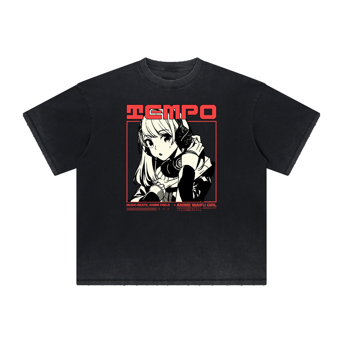 Distressed Y2K Manga Style Graphic Tee