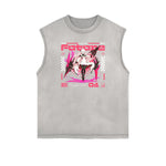 Sleeveless Manga Style Graphic Tee