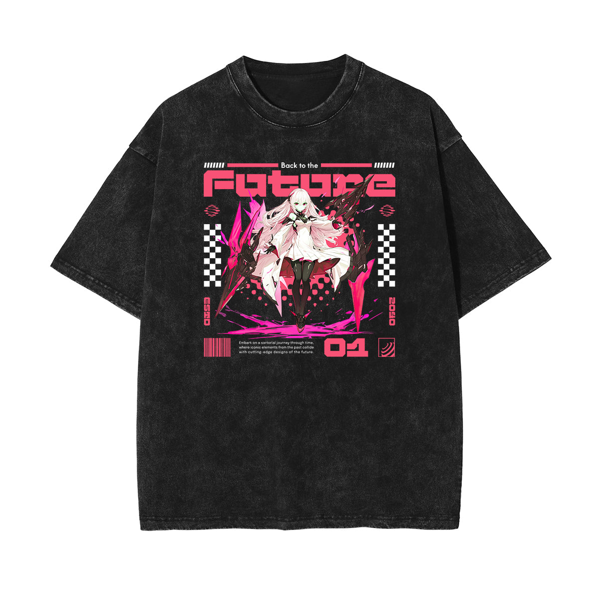 Stone Wash Manga Style Graphic Tee