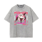 Washed Faded Anime Character Print Tee