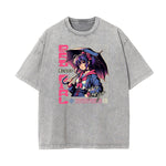 Washed Faded Anime Character Print Tee