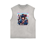 Sleeveless Manga Style Graphic Tee