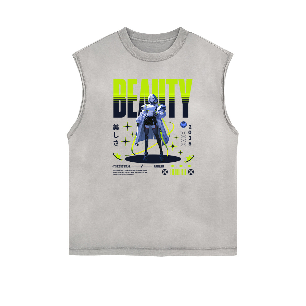 Sleeveless Manga Style Graphic Tee