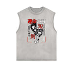 Sleeveless Manga Style Graphic Tee