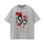 Washed Faded Anime Character Print Tee