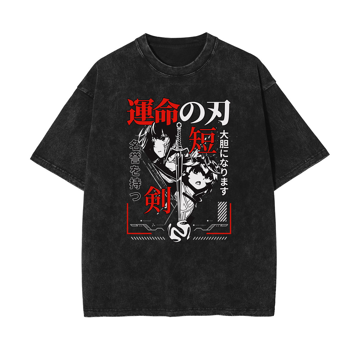 Stone Wash Manga Style Graphic Tee