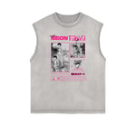 Sleeveless Manga Style Graphic Tee