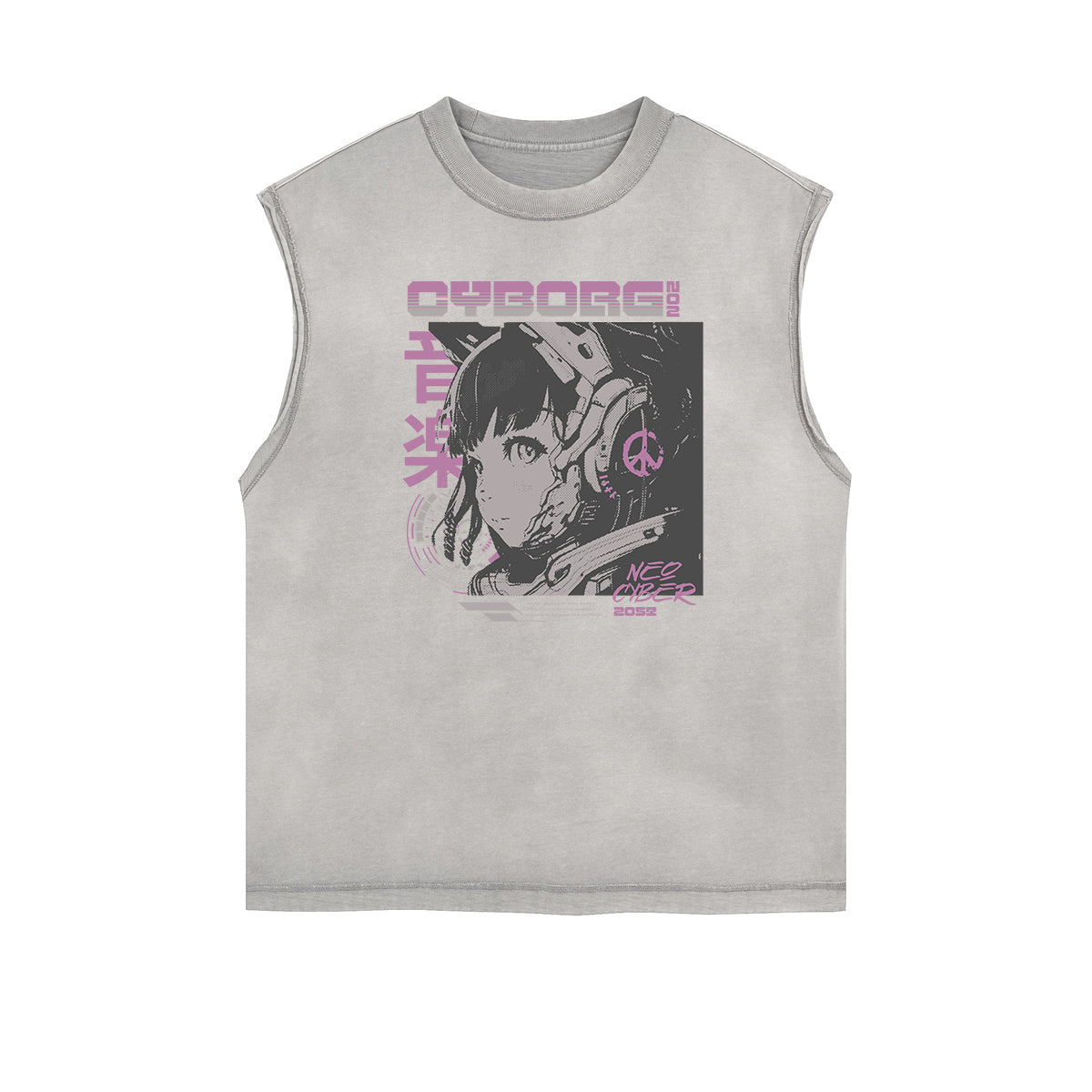 Sleeveless Manga Style Graphic Tee