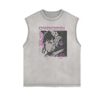 Sleeveless Manga Style Graphic Tee