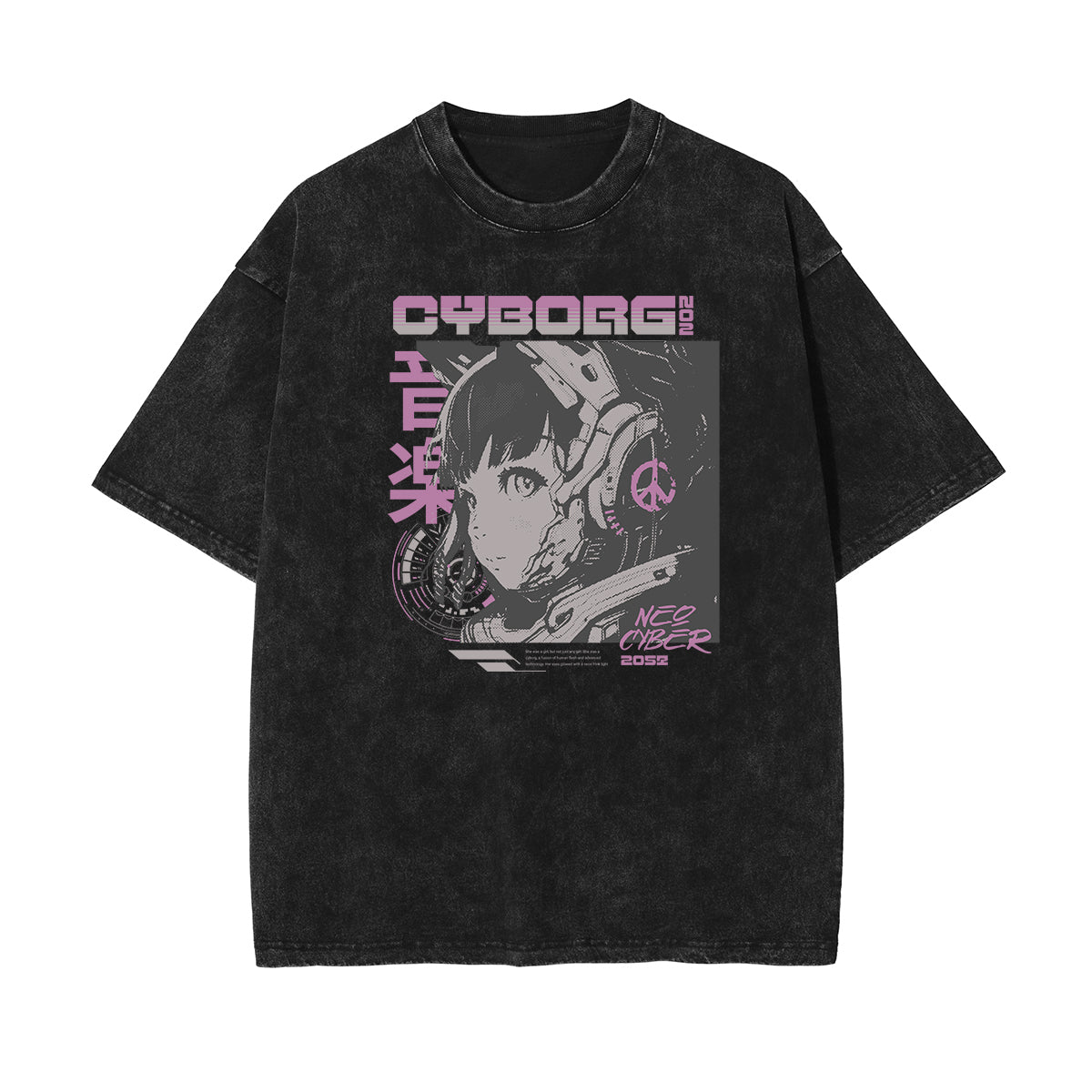 Stone Wash Manga Style Graphic Tee