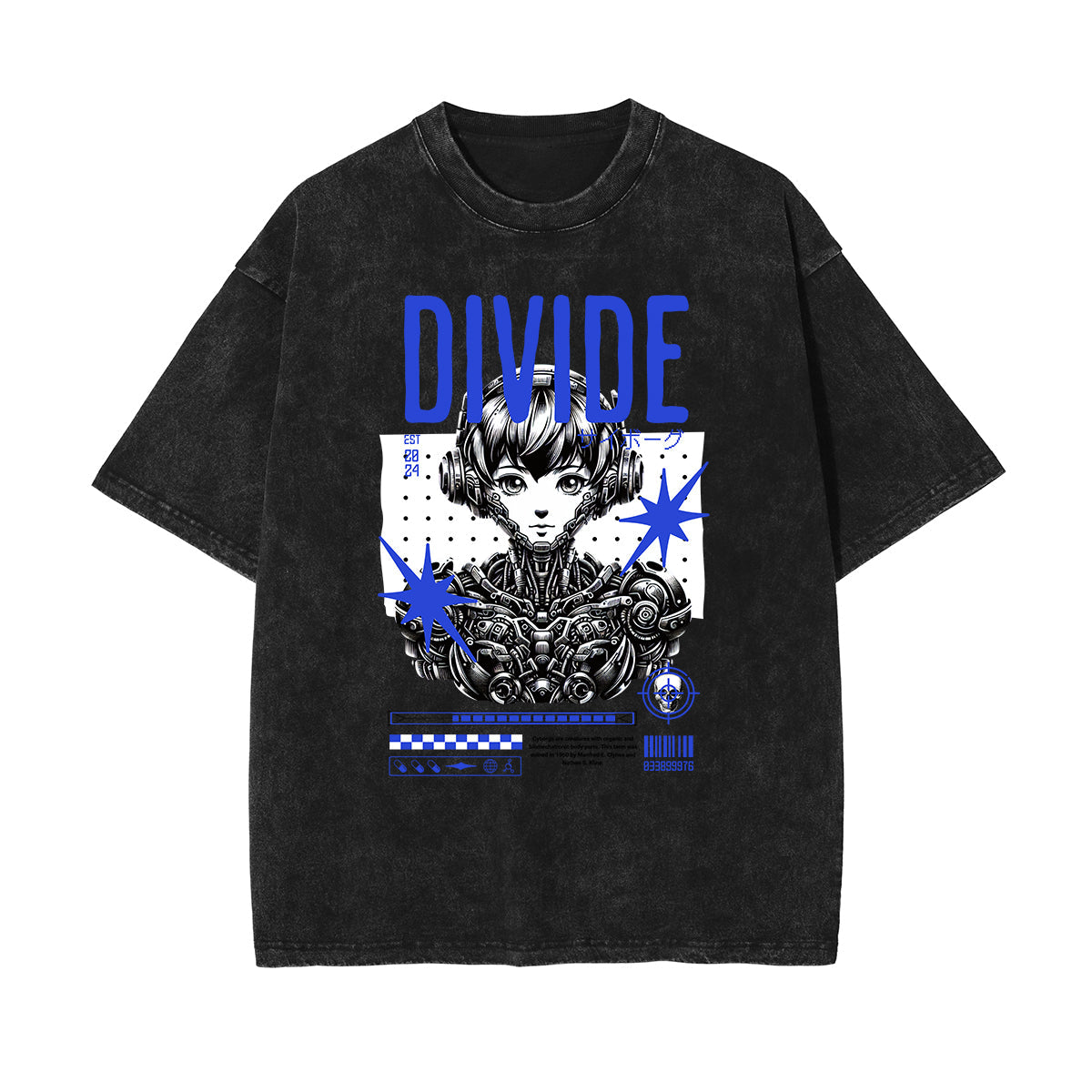 Stone Wash Manga Style Graphic Tee