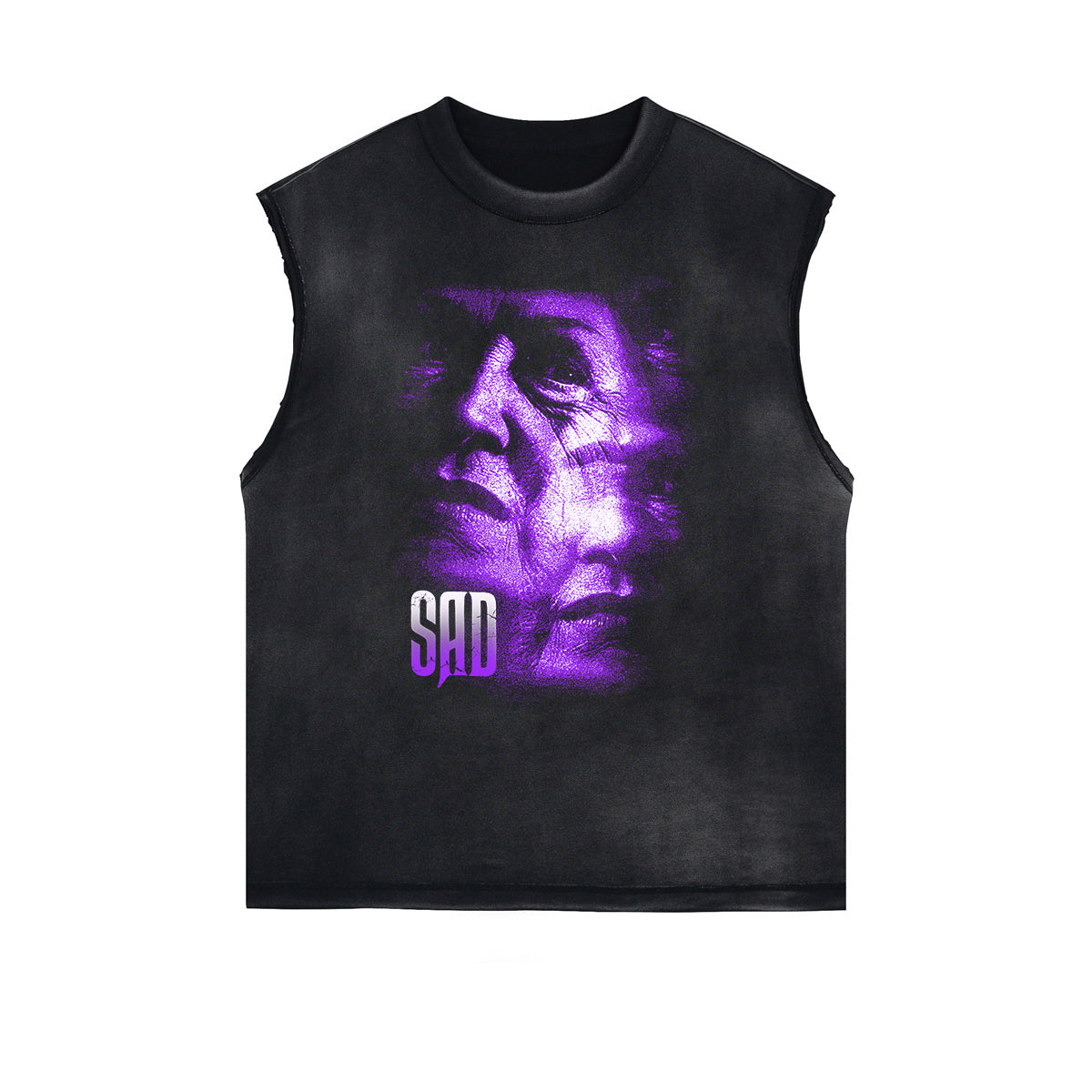 Face Blurred Design Graphic Tank Top