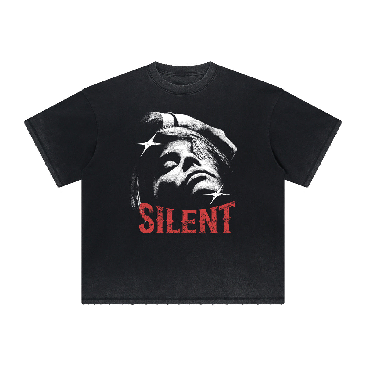 Distressed Face Blurred Design Graphic Tee