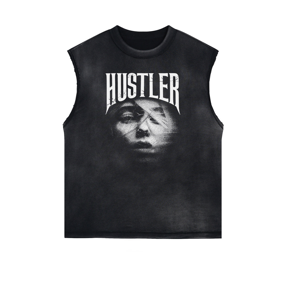 Face Blurred Design Graphic Tank Top