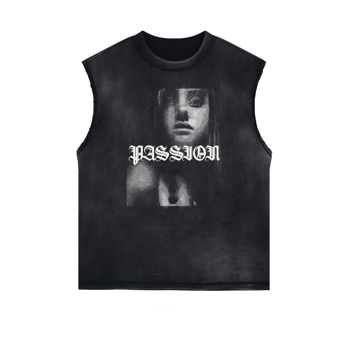 Face Blurred Design Graphic Tank Top