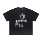 Distressed Face Blurred Design Graphic Tee