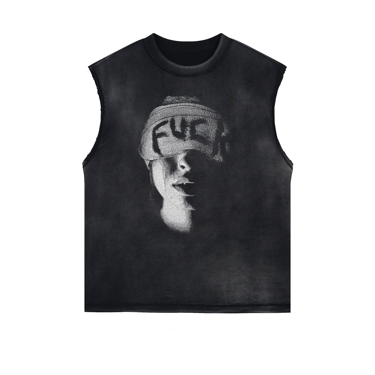 Face Blurred Design Graphic Tank Top