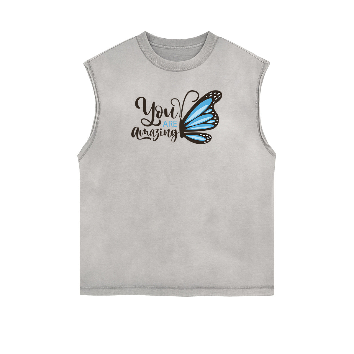 Faded Butterfly Pattern Tank Top