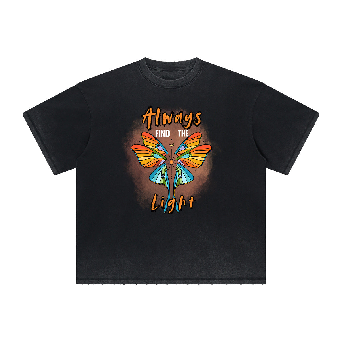 Camiseta con gráfico de mariposa desgastada