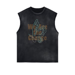 Sleeveless Butterfly Graphic T Shirt