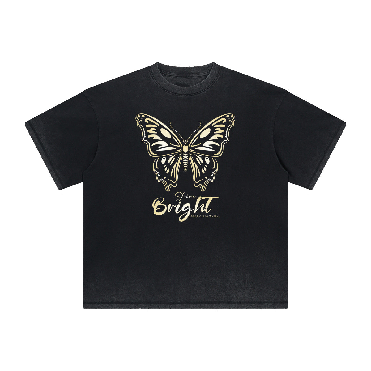 Camiseta con gráfico de mariposa desgastada