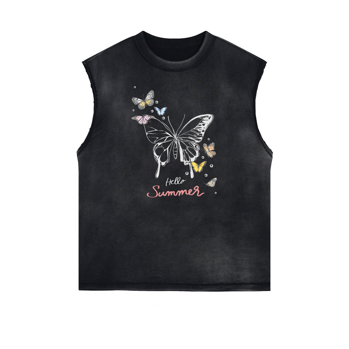 Sleeveless Butterfly Graphic T Shirt