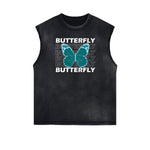 Sleeveless Butterfly Graphic T Shirt