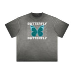 Distressed Faded Butterfly Pattern Tee