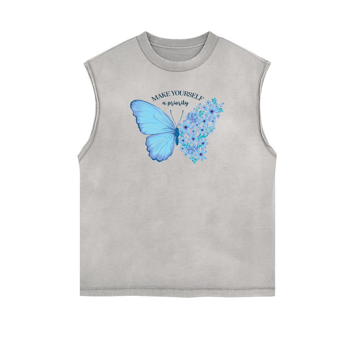 Faded Butterfly Pattern Tank Top