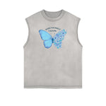 Faded Butterfly Pattern Tank Top