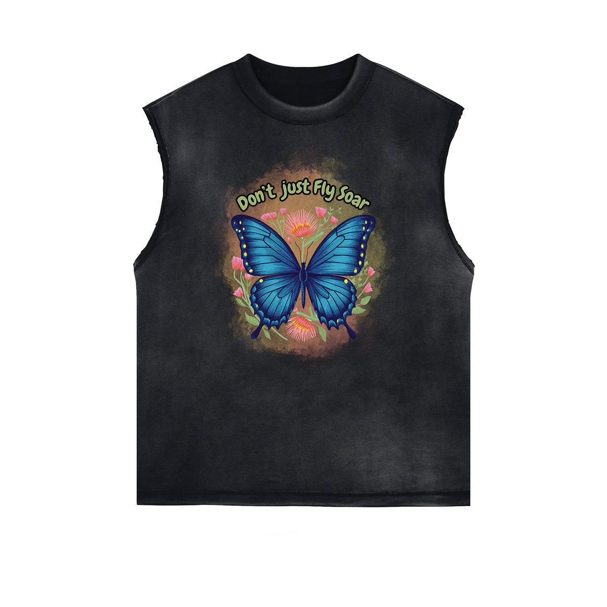 Sleeveless Butterfly Graphic T Shirt