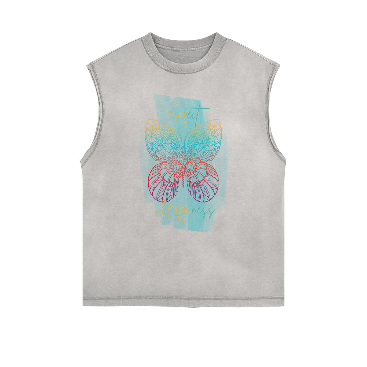 Faded Butterfly Pattern Tank Top