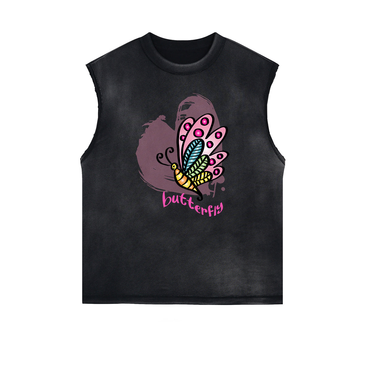 Sleeveless Butterfly Graphic T Shirt