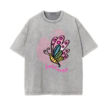 Washed Faded Butterfly Graphic Tee