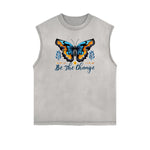 Faded Butterfly Pattern Tank Top