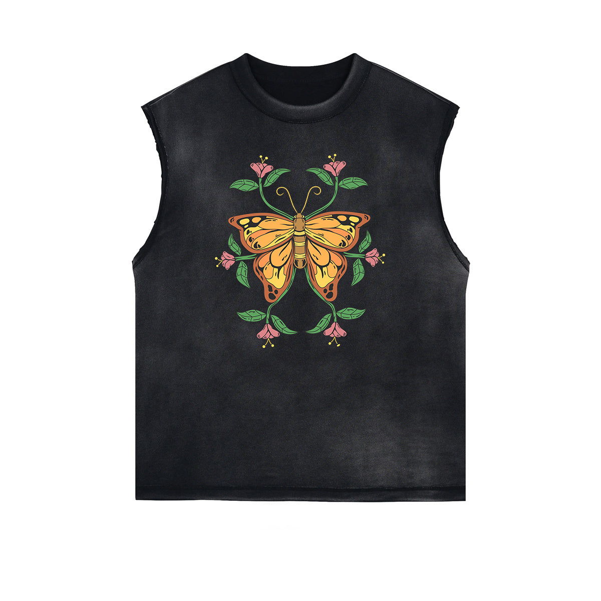 Sleeveless Butterfly Graphic T Shirt