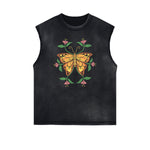 Sleeveless Butterfly Graphic T Shirt