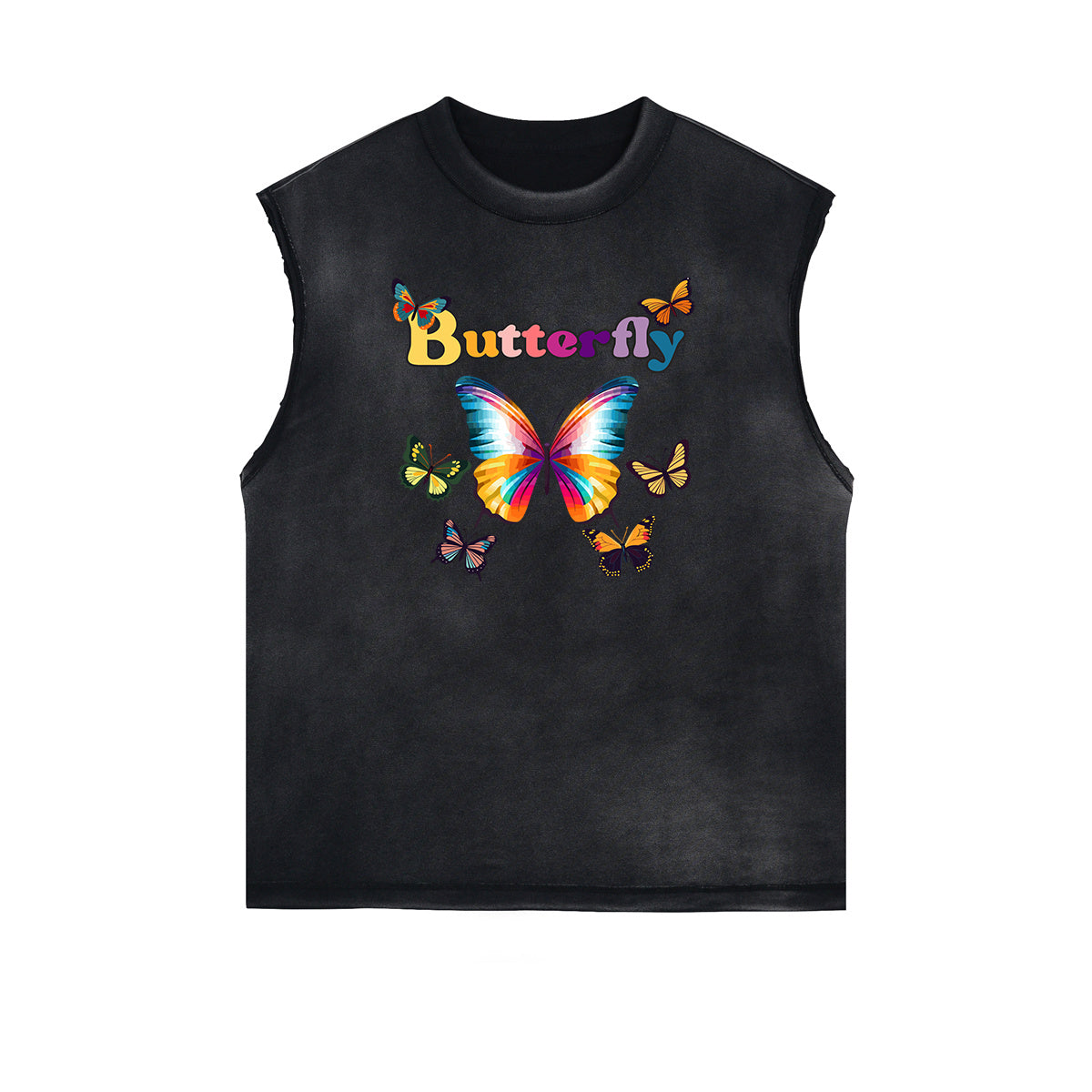 Sleeveless Butterfly Graphic T Shirt