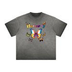 Distressed Faded Butterfly Pattern Tee