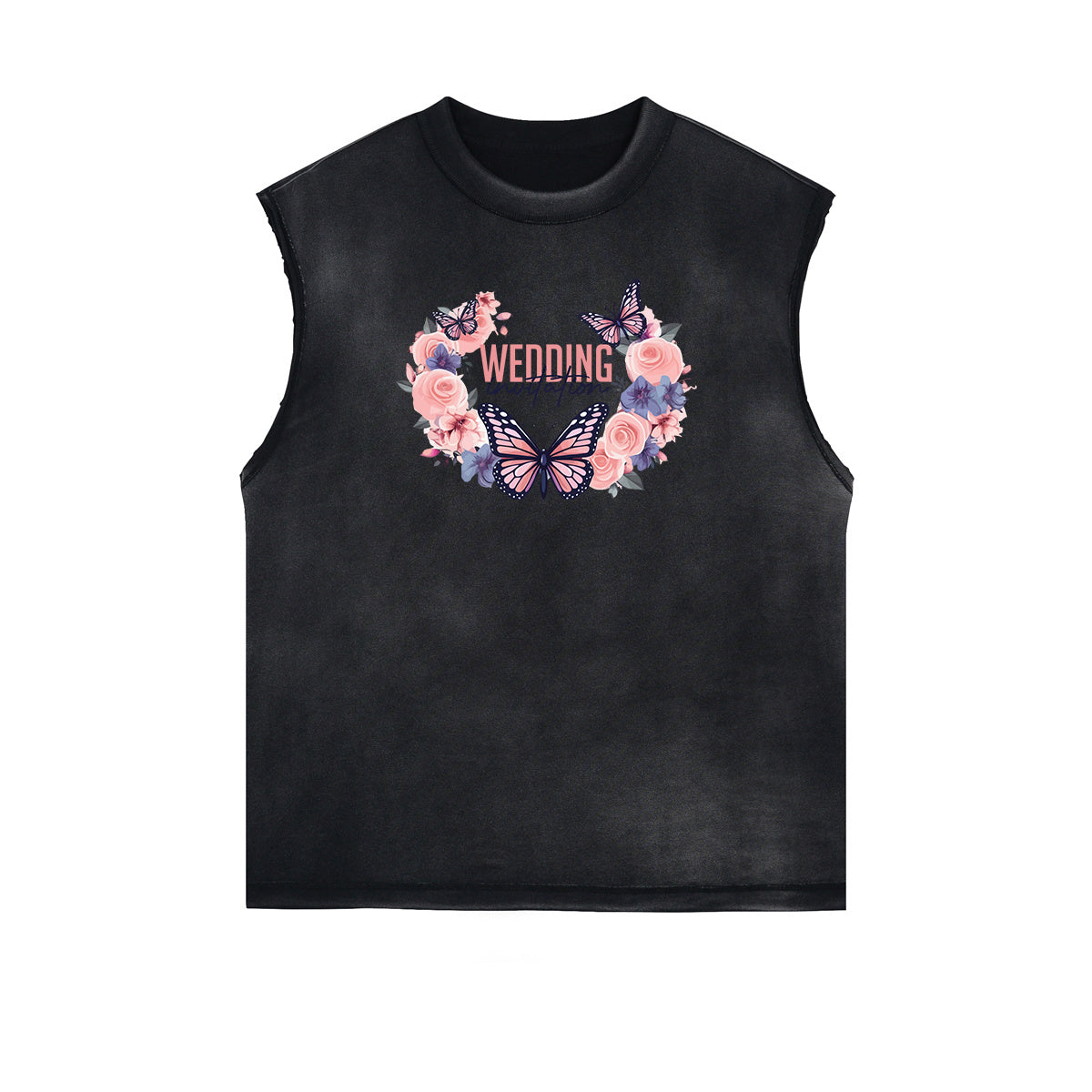 Sleeveless Butterfly Graphic T Shirt